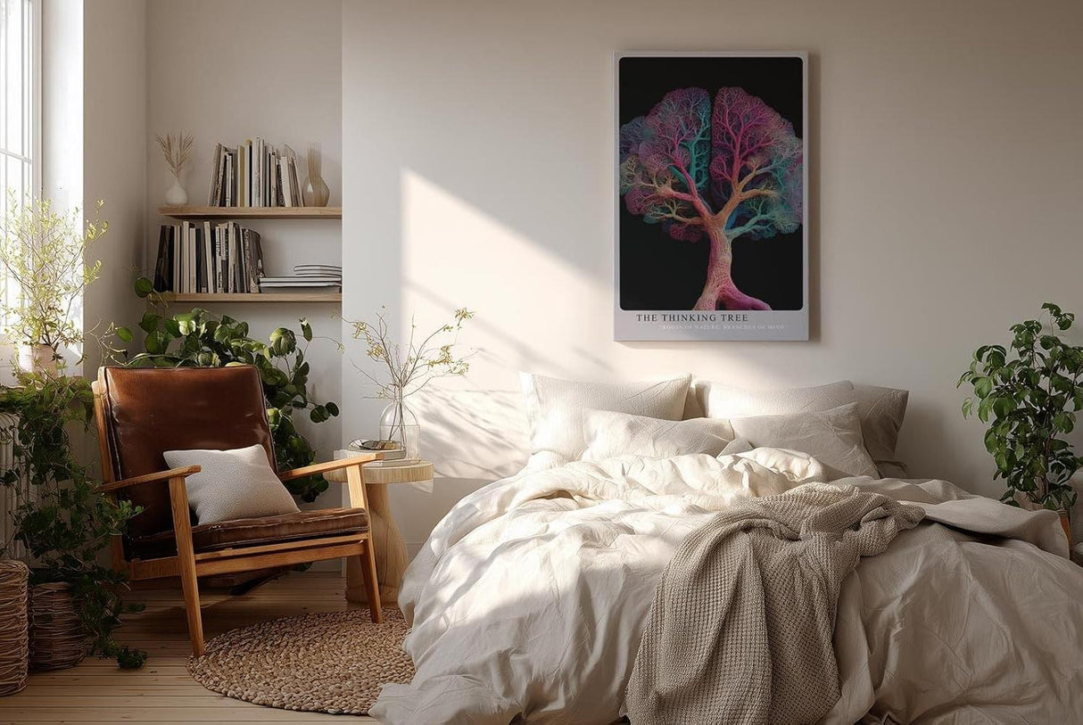 Paul Sinus Wandbild in 40x60cm The Thinking Tree – farbintensiver Baum mit neuronaler Struktur, moderne Naturund Gedankenmetapher