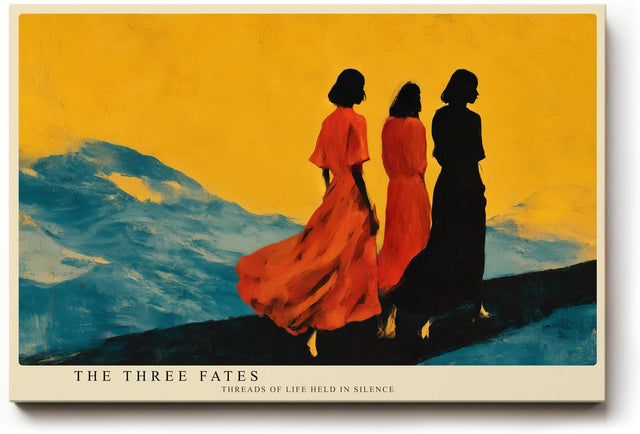 Paul Sinus Wandbild 120x80cm The Three Fates moderne Kunst Silhouetten Frauen Landschaft Poster für Wohnzimmer Schlafzimmer Büro