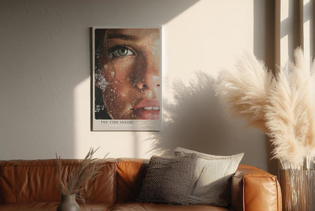 Paul Sinus Wandbild in 40x60cm The Tide Inside hyperrealistisches Porträt eines grünen Auges mit Wasser und Lichtreflexen