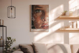 Paul Sinus Wandbild in 40x60cm The Tide Inside hyperrealistisches Porträt eines grünen Auges mit Wasser und Lichtreflexen