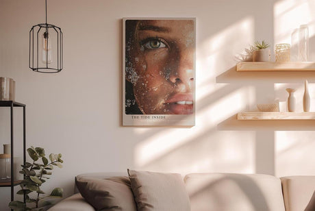 Paul Sinus Wandbild in 40x60cm The Tide Inside hyperrealistisches Porträt eines grünen Auges mit Wasser und Lichtreflexen