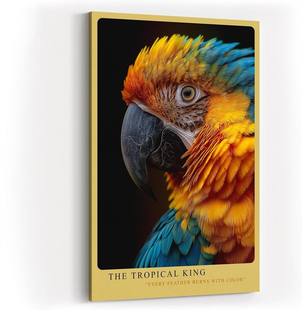 Paul Sinus Wandbild in 40x60cm The Tropical King – farbenprächtiges Porträt eines Aras in intensiven Blauund Gelbtönen für exotische Raumgestaltung
