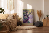 Paul Sinus Wandbild in 40x60cm The Twisted Dream – Farbintensive Kunst mit verschlungenem Baum in surrealer Landschaft