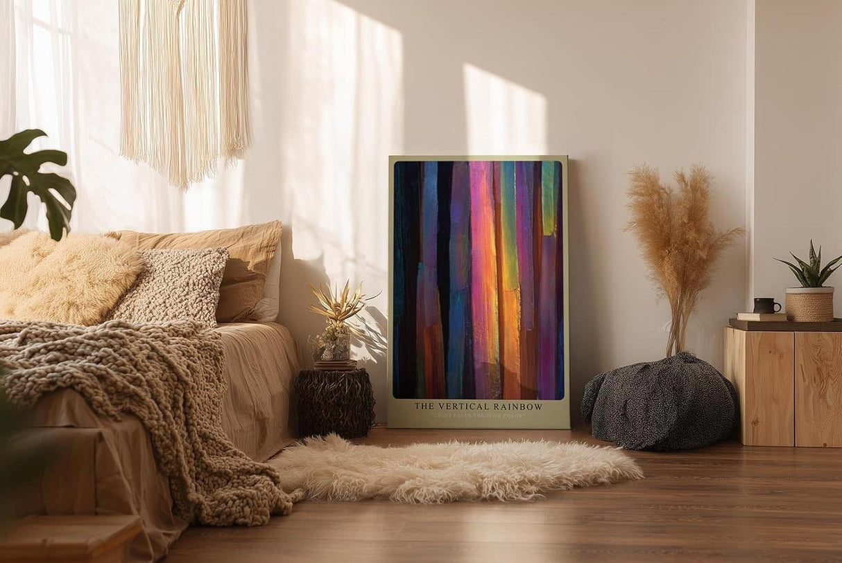 Paul Sinus Wandbild in 40x60cm The Vertical Rainbow – abstraktes Farbmotiv mit vertikalen Regenbogenstreifen für moderne und kreative Raumgestaltung
