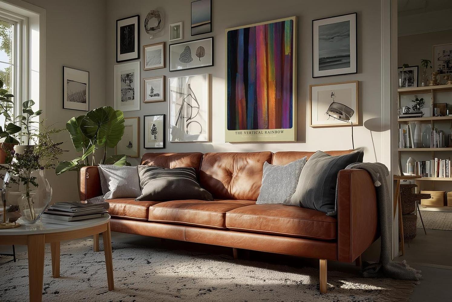 Paul Sinus Wandbild in 40x60cm The Vertical Rainbow – abstraktes Farbmotiv mit vertikalen Regenbogenstreifen für moderne und kreative Raumgestaltung