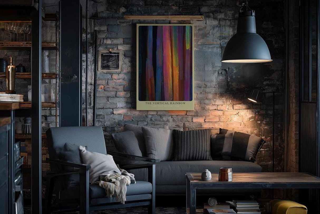 Paul Sinus Wandbild in 40x60cm The Vertical Rainbow – abstraktes Farbmotiv mit vertikalen Regenbogenstreifen für moderne und kreative Raumgestaltung