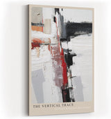 Paul Sinus Wandbild in 40x60cm The Vertical Trace – Abstrakte Komposition mit vertikalen und horizontalen Linien in Rot, Schwarz, Weiß und Beige