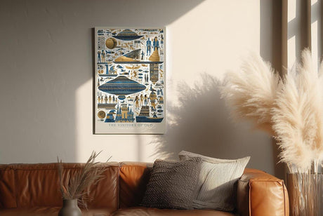 Paul Sinus Wandbild in 40x60cm The Visitors of Old – UFO-Darstellungen und ägyptische Symbole in kunstvoller Komposition