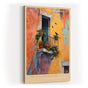 Paul Sinus Wandbild in 40x60cm The Yellow Facade – Mediterrane Balkonszene mit leuchtend gelber Fassade und verspielten Details in impressionistischem Stil