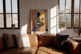 Paul Sinus Wandbild in 40x60cm The Yellow Facade – Mediterrane Balkonszene mit leuchtend gelber Fassade und verspielten Details in impressionistischem Stil