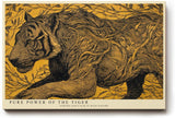 Paul Sinus Wandbild 120x80cm Tiger Illustration in Gold Schwarz Moderne Tierkunst Wanddekoration