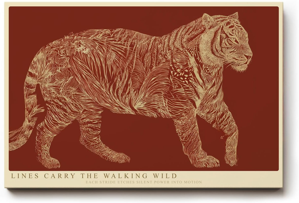Paul Sinus Wandbild 120x80cm Tiger Linienkunst modernes Tiermotiv in grafischer Illustration