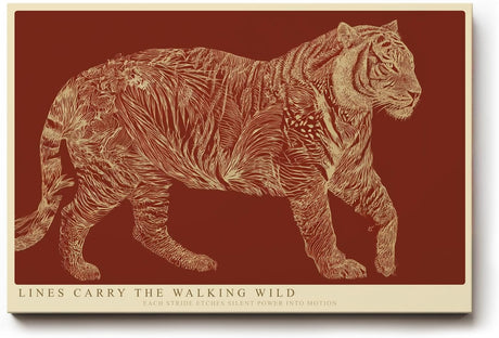 Paul Sinus Wandbild 120x80cm Tiger Linienkunst modernes Tiermotiv in grafischer Illustration