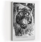 Paul Sinus Wandbild in 40x60cm Tiger in Silence – Ausdrucksstarkes Schwarz-Weiß-Porträt eines Tigers im Wasser