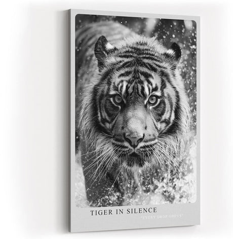 Paul Sinus Wandbild in 40x60cm Tiger in Silence – Ausdrucksstarkes Schwarz-Weiß-Porträt eines Tigers im Wasser
