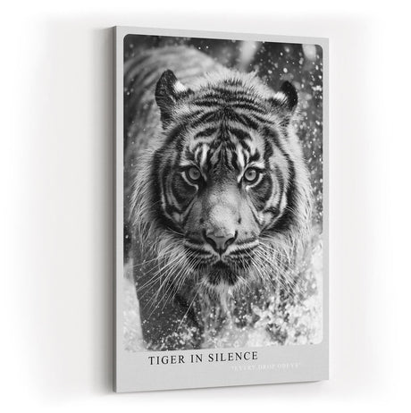 Paul Sinus Wandbild in 40x60cm Tiger in Silence – Ausdrucksstarkes Schwarz-Weiß-Porträt eines Tigers im Wasser