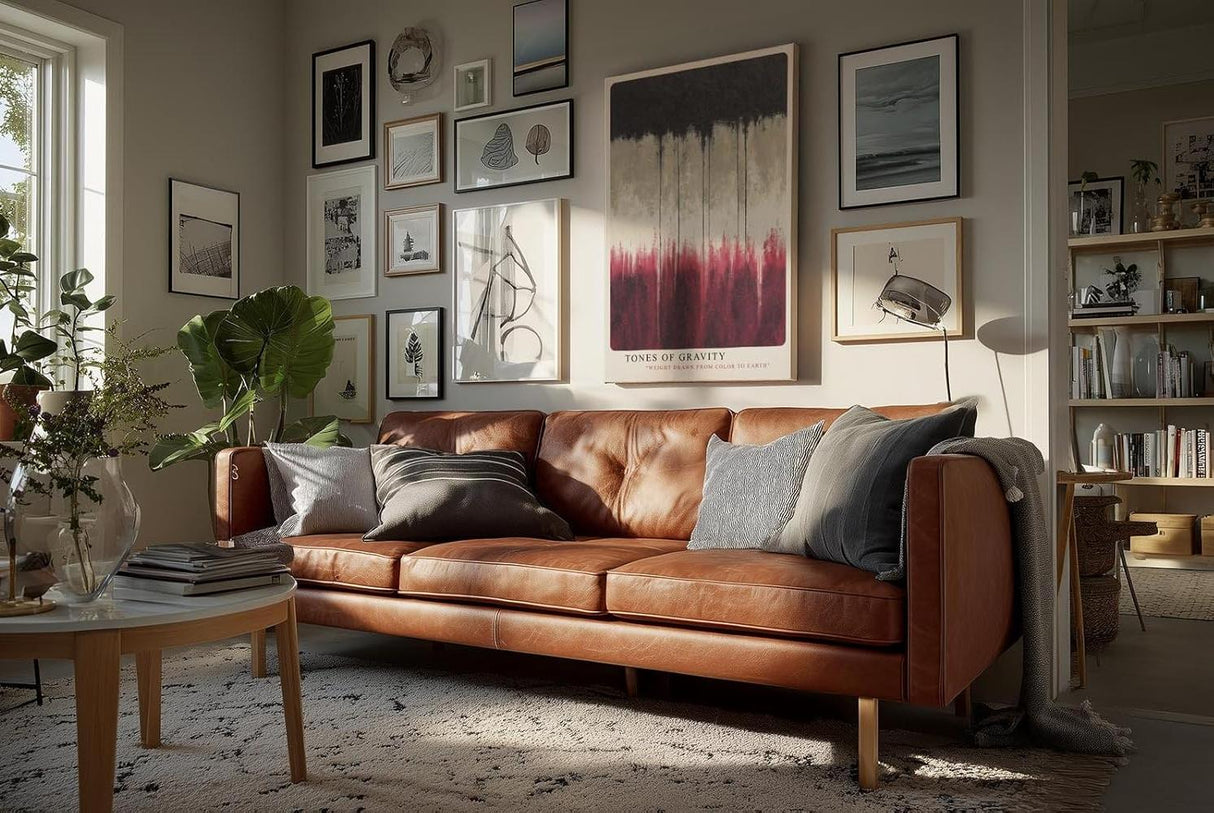 Paul Sinus Wandbild in 40x60cm Tones of Gravity – Abstraktes Kunstwerk mit harmonischen Farbverläufen in Schwarz, Beige und Rot