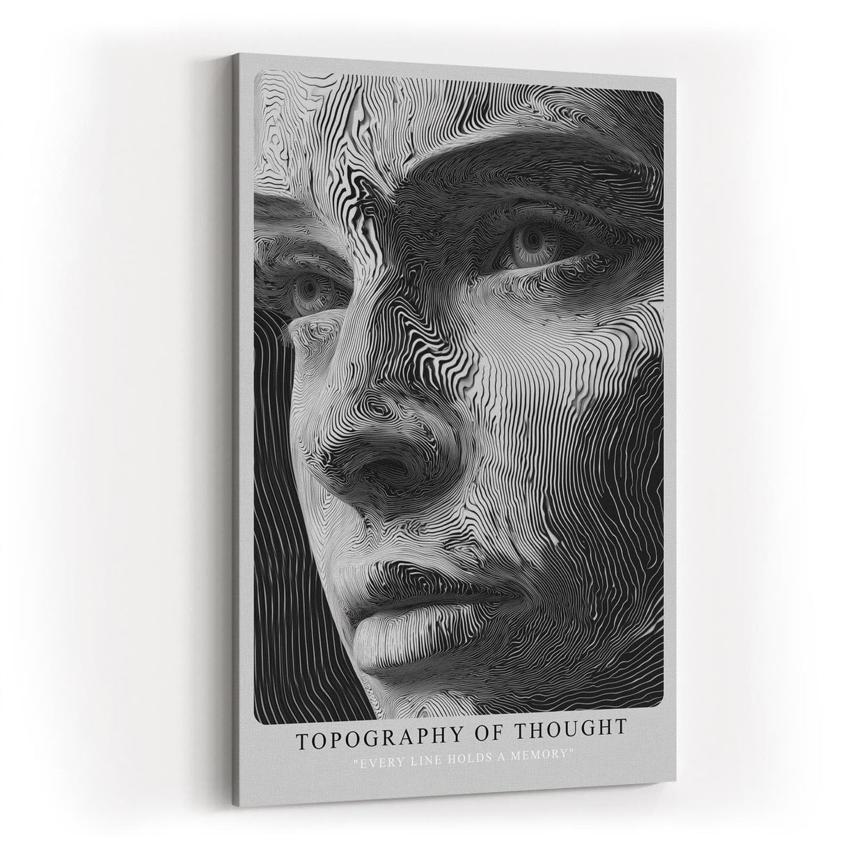 Paul Sinus Wandbild in 40x60cm Topography of Thought Linienportrait in Schwarzweiß