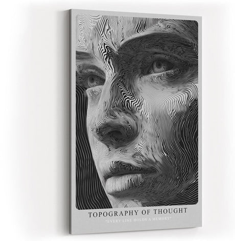 Paul Sinus Wandbild in 40x60cm Topography of Thought Linienportrait in Schwarzweiß
