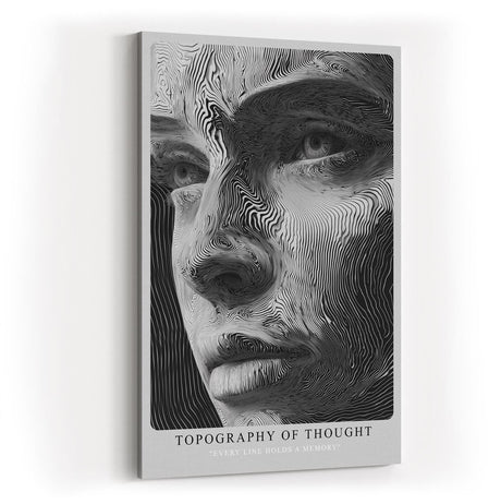 Paul Sinus Wandbild in 40x60cm Topography of Thought Linienportrait in Schwarzweiß