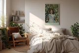 Paul Sinus Wandbild in 40x60cm Touch of Heaven – Sommerliches Porträt einer Frau im weißen Kleid, liegend in einem Meer aus weißen Blumen