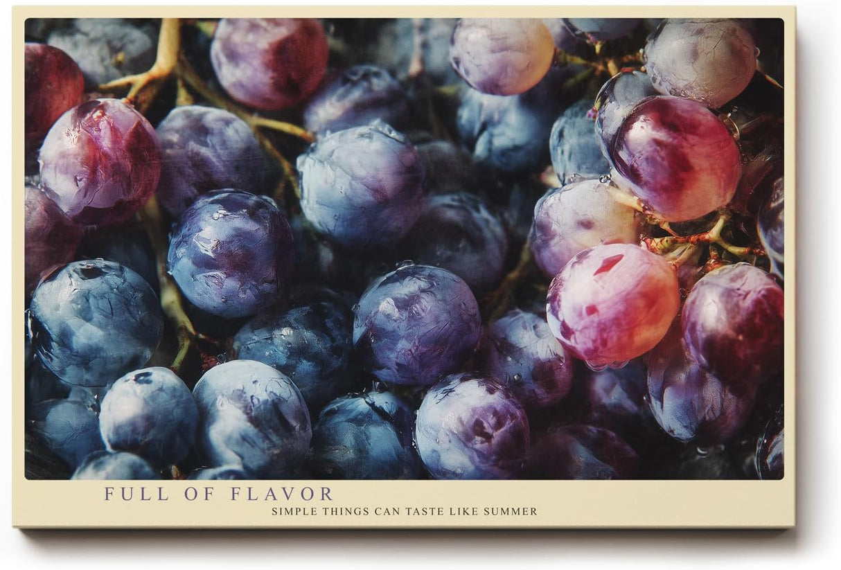 Paul Sinus Wandbild 120x80cm Trauben Stillleben Fruchtfotografie violett blau frische Kuche Wanddekoration fuer Wohnzimmer Esszimmer Kueche Büro