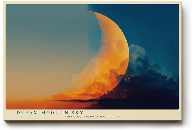 Paul Sinus Wandbild 120x80cm Traum Mond Himmel Wolken moderne kosmische Kunst Landschaft Kunstdruck stilvolle Wanddekoration fuer Wohnzimmer Schlafzimmer Büro