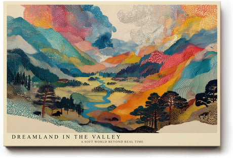 Paul Sinus Wandbild 120x80cm Traumhafte Berglandschaft mit Fluss Farbenfrohe Natur Kunst Wanddekoration