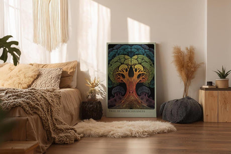 Paul Sinus Wandbild in 40x60cm Tree of Consciousness – farbenprächtiger Baum mit symmetrischer Struktur, abstrakte Naturmetapher