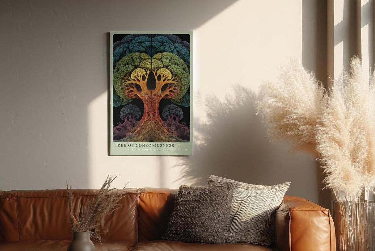 Paul Sinus Wandbild in 40x60cm Tree of Consciousness – farbenprächtiger Baum mit symmetrischer Struktur, abstrakte Naturmetapher