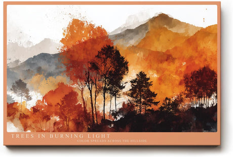 Paul Sinus Wandbild 120x80cm Trees in Burning Light Herbst Wald Landschaft Kunst Poster mit warmen Farben für Wohnzimmer Schlafzimmer Büro