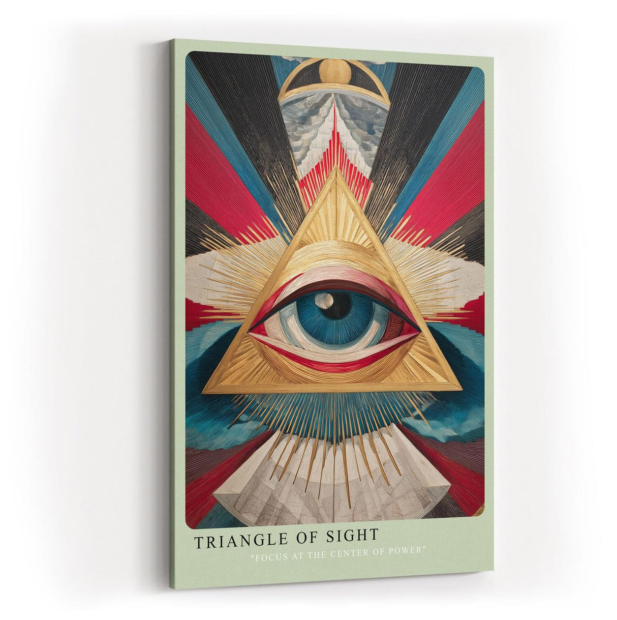 Paul Sinus Wandbild in 40x60cm Triangle of Sight Geometrisches Auge im goldenen Dreieck