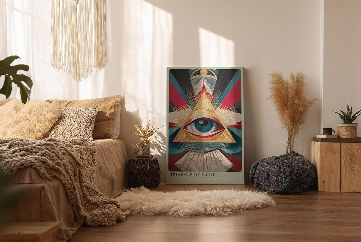 Paul Sinus Wandbild in 40x60cm Triangle of Sight Geometrisches Auge im goldenen Dreieck