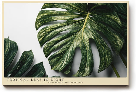 Paul Sinus Wandbild 120x80cm Tropical Leaf in Light tropisches Monstera Blatt botanische Natur Fotokunst modernes Pflanzen Poster für Wohnzimmer Büro