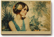 Paul Sinus Wandbild 120x80cm Tropical Muse in Green elegantes Frauenportrait mit Blumen tropische Kunst Poster für Wohnzimmer Schlafzimmer