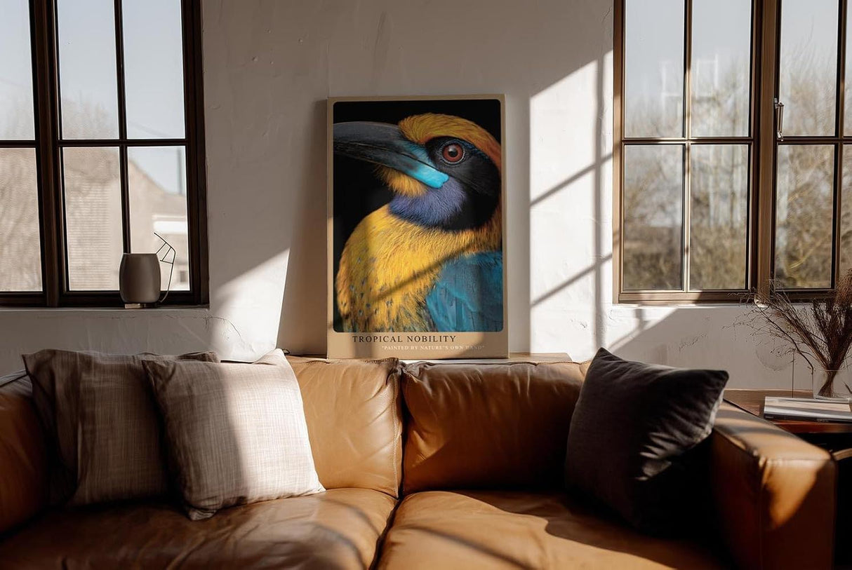 Paul Sinus Wandbild in 40x60cm Tropical Nobility – farbintensives Porträt eines exotischen Vogels für ausdrucksstarke Raumgestaltung