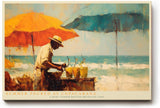 Paul Sinus Wandbild 120x80cm Tropische Strandszene Copacabana mit Sonnenschirmen und Getraenkeverkaeufer Sommerliche Kunst fuer Wohnräume