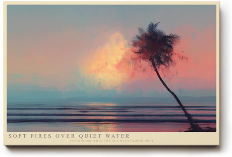 Paul Sinus Wandbild 120x80cm Tropischer Sonnenuntergang mit Palme ueber ruhigem Meer stimmungsvolle Strandkunst