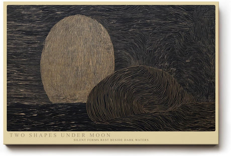 Paul Sinus Wandbild 120x80cm Two Shapes under Moon abstrakte Nachtlandschaft mit Mond moderne Minimal Kunst Poster für Wohnzimmer Büro