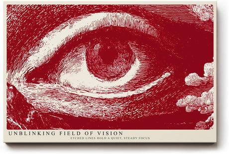 Paul Sinus Wandbild 120x80cm Unblinking Field of Vision Abstraktes Auge Grafik Kunst in Rot Moderne Illustration fuer Wohnzimmer und Büro