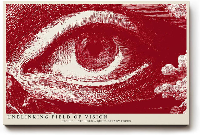 Paul Sinus Wandbild 120x80cm Unblinking Field of Vision Abstraktes Auge Grafik Kunst in Rot Moderne Illustration fuer Wohnzimmer und Büro