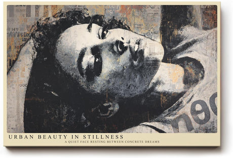 Paul Sinus Wandbild 120x80cm Urbanes Frauenportrait in moderner Street Art Aesthetik Kunst in Grau Beige und Schwarz