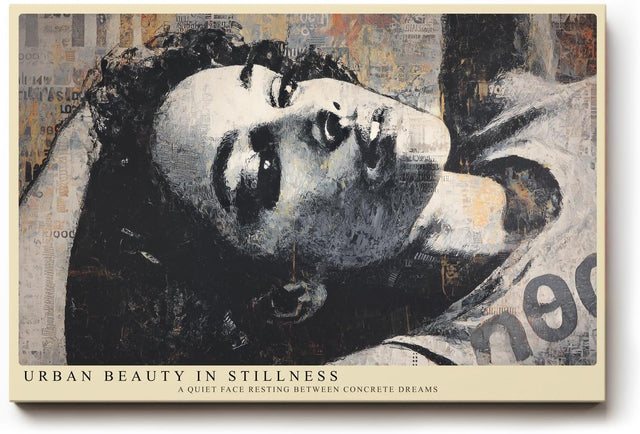 Paul Sinus Wandbild 120x80cm Urbanes Frauenportrait in moderner Street Art Aesthetik Kunst in Grau Beige und Schwarz