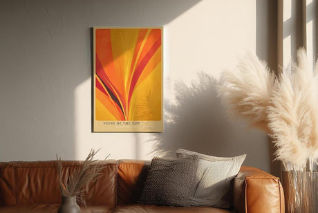 Paul Sinus Wandbild in 40x60cm Veins of the Sun – Abstrakte Komposition aus strahlendem Gelb, Orange und Rot in dynamischer Linienführung