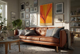 Paul Sinus Wandbild in 40x60cm Veins of the Sun – Abstrakte Komposition aus strahlendem Gelb, Orange und Rot in dynamischer Linienführung