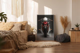 Paul Sinus Wandbild in 40x60cm Velocyte X – futuristisches Motorrad-Design in minimalistischer Perspektive mit markantem Rücklicht