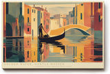 Paul Sinus Wandbild 120x80cm Venedig Gondel bei goldener Wasserreflexion moderne Stadtillustration stilvolle Wanddekoration