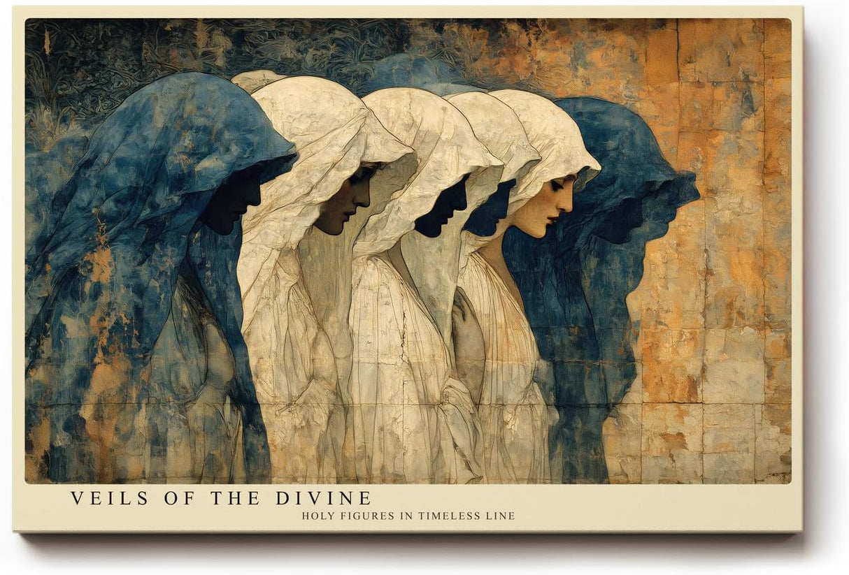 Paul Sinus Wandbild 120x80cm Verschleierte Figuren in Reihe – Mystische Komposition mit spiritueller Symbolik