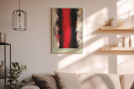 Paul Sinus Wandbild in 40x60cm Vertical Burn – Kraftvolles abstraktes Kunstwerk mit leuchtend rotem Zentrum