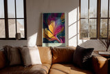Paul Sinus Wandbild in 40x60cm Vibrant Whirl – Abstrakte Farbexplosion in dynamischen Wirbeln mit leuchtenden Gelb-, Rot-, Blauund Lilatönen